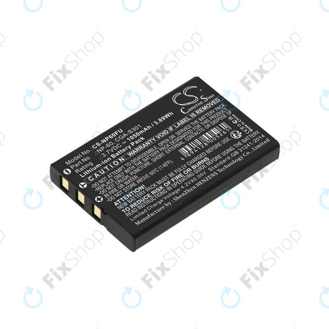 Battery for Agfa, HP Photosmart, Toshiba Camileo, 1050mAh, Li-Ion, 3.7V, NP-60, COMA-BP1, HQ