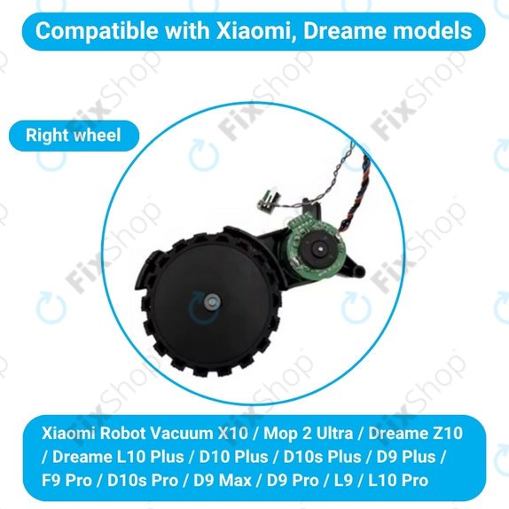 Xiaomi Robot Vacuum X10, Dreame Z10 Pro, L10 Plus, D10 Plus - Wheel with Motor (Right) (Black)