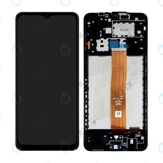 Samsung Galaxy A12 A125F, A022F - LCD Display + Touch Screen + Frame (Black) - GH82-24490A, GH82-24491A Genuine Service Pack