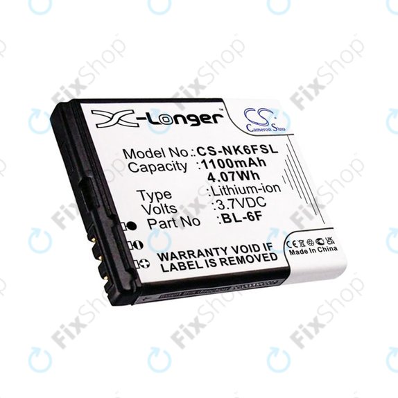 Battery for Nokia N78, N79, N95 8GB, 1100mAh, Li-Ion, 3.7V, BL-6F, HQ