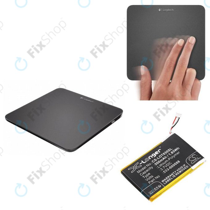 Battery for Logitech Mx Master, 500mAh, Li-Pol, 3.7V, 533-000088, HB303450, HQ