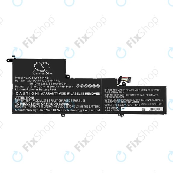 Battery for Lenovo Yoga Slim 7, 14s, 3850mAh, Li-Pol, 15.36V, L19C4PF4, HQ