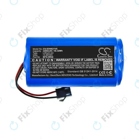 Ecovacs Deebot N79, N79S, Eufy RoboVac-series, Proscenic 850-series - Battery BFG-WSQ, ICR18650-26J-4S1P, UR18650ZY-4S1P-AAM Li-Ion 14.4V 3400mAh HQ