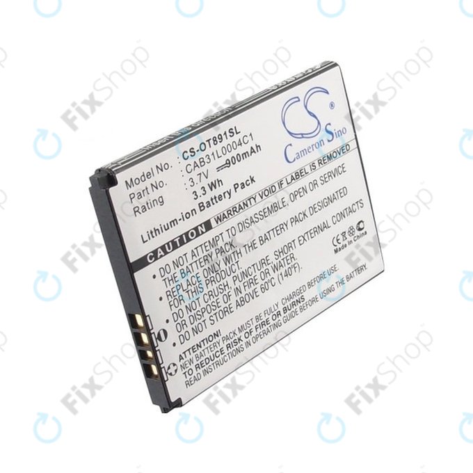 Battery for Alcatel One Touch, OT, TCL A, Vodafone, 900mAh, Li-ion, 3.7V, CAB31L0004C1, HQ