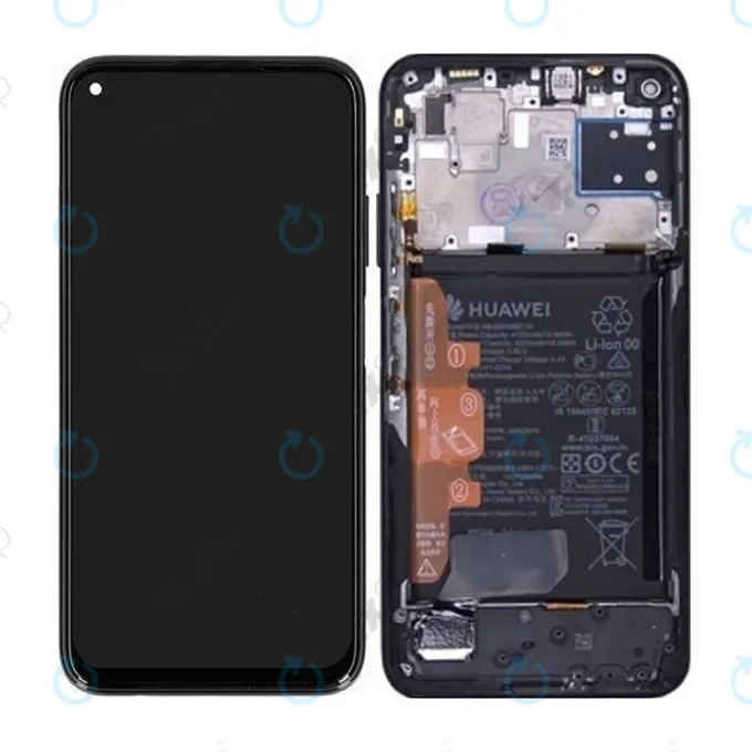 Huawei P40 lite - LCD Display + Touch Screen + Frame + Battery (Midnight Black) - 02353KFU Genuine Service Pack