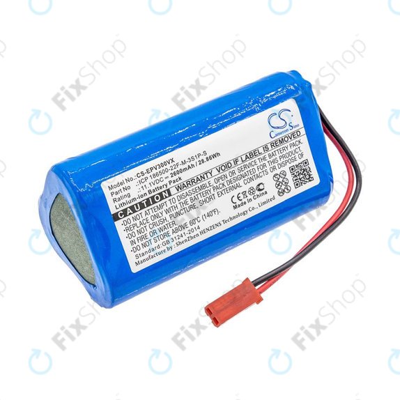 Battery for Electropan ilife V5, V5s, 2600mAh, Li-Ion, 11.1V, ICP 186500-22F-M-3S1P-S, HQ