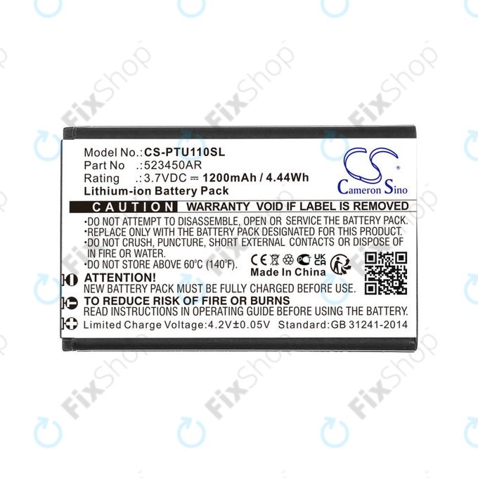 Battery for Panasonic Kx-Tf200, Kx-Tu110, 1200mAh, Li-Ion, 3.7V, 523450AR, HQ
