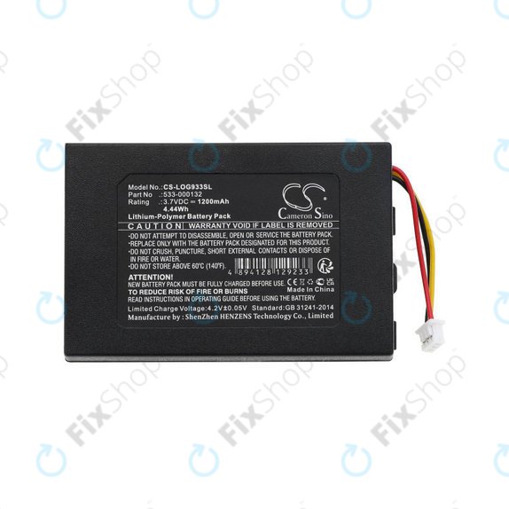 Battery for Logitech G533, G933, 1200mAh, Li-Pol, 3.7V, 533-000132, HQ