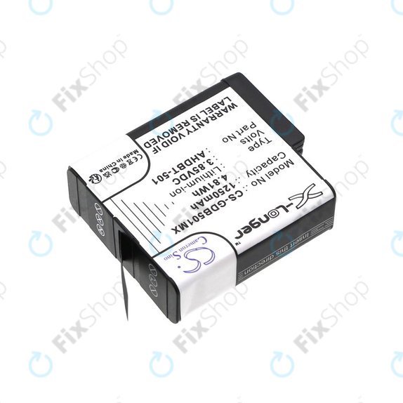 Battery for Gopro Hero 8, Hero 6, 1250mAh, Li-Ion, 3.85V, AHDBT-501, HQ