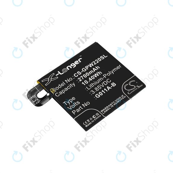 Battery for Google Pixel 2 G011A, 2700mAh, Li-Pol, 3.85 V, G011A-B, HQ