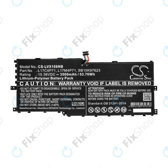 Battery for Lenovo ThinkPad X1 Yoga 2018, 3500mAh, Li-Pol, 15.36V, L17C4P71, HQ