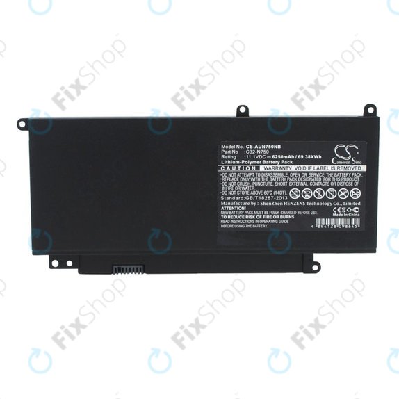 Battery for Asus N750, R750, 6250mAh, Li-Pol, 11.1V, C32-N750, HQ
