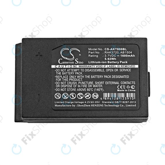 Battery for Akerstroms Mercury 8B, Jupiter, Era 150J, 1600mAh, Li-Ion, 3.7V, RAK3720, HQ