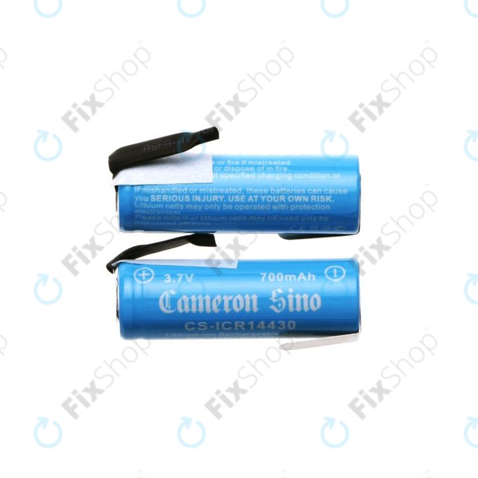 Battery 14430 with mounting plates, 650mAh, Li-Ion, 3.7V, HQ