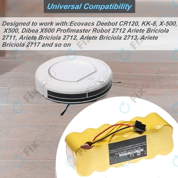 Ecovacs Deebot CR120, KK-8, X500 - Battery LP43SC2000P Ni-MH 14.4V 3000mAh