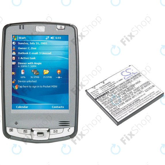Battery for HP Compaq iPAQ rx3000, rx3115, rx3700, hx2110, hx2790, 1400mAh, Li-Ion, 3.7V, HSTNH-M03B-SS, HQ
