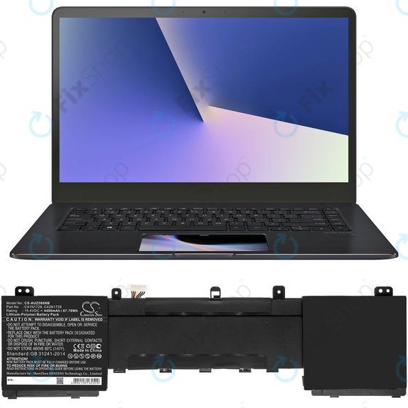 Battery for Asus Zenbook Pro 15, 5500VE, UX550GD, 4400mAh, Li-Pol, 15.4V, C41N1728, HQ