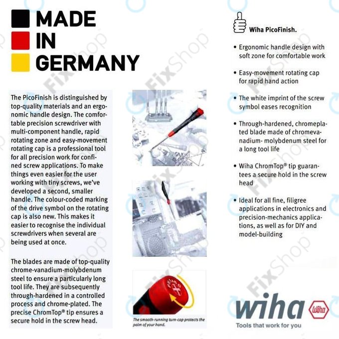 Wiha PicoFinish® 260P - Precission Screwdriver - Slotted 1.2mm