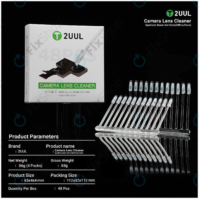 Camera Lens Cleaning Gel Sticks, Synthetic Resin, 2UUL CL21, 48pcs/Pack