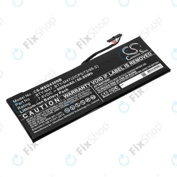 Battery for MSI GS40, GS43, MS14, 8000mAh, Li-Ion, 7.6V, BTY-M47, HQ