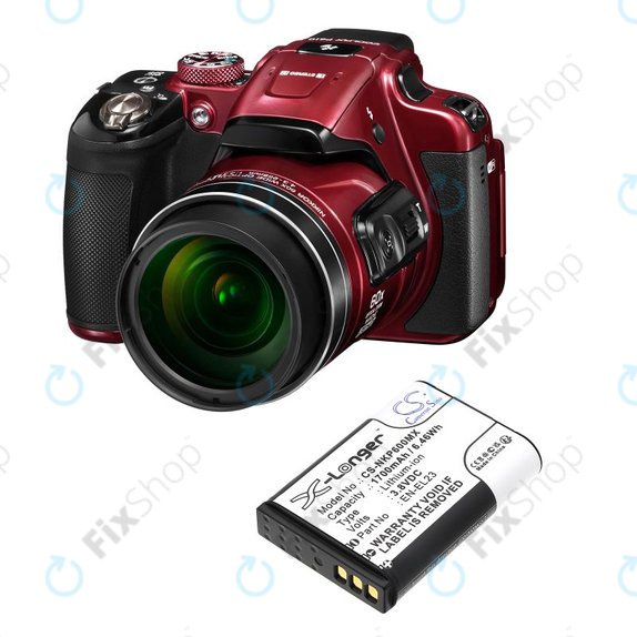 Battery for Nikon Coolpix, 1700mAh, Li-Ion, 3.8V, EN-EL23, HQ