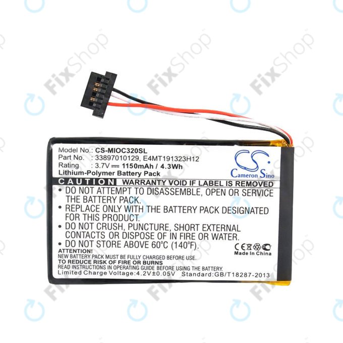 Battery for Mitac Mio C320, C520, C520t, C720, C810, BP-LX1320/11-B0001 SN, Li-Polymer, 3.7V, 1150mAh, HQ