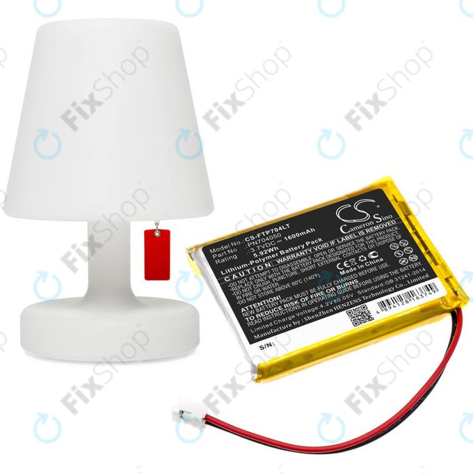 Battery for Fatboy Edison the Petit, LED Table Lamp Edison, 1600mAh, Li-Pol, 3.7V, PN704050, HQ