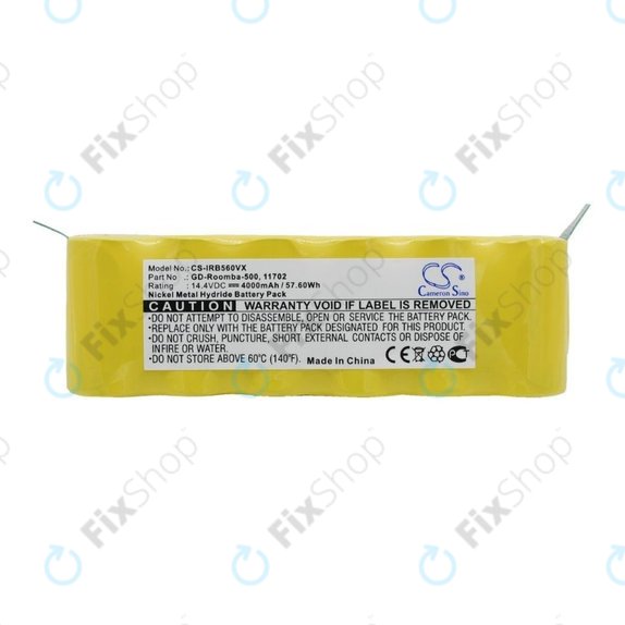 iRobot Roomba 500, 600, 700, 800, 900-series, R3, Scooba 450, Vileda 137173 - Battery 11702, GD-Roomba-500, VAC-500NMH-33 Ni-MH 14.4V 4000mAh HQ