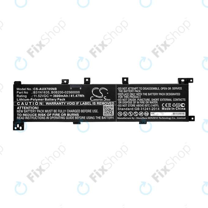 Battery for Asus A705QA, Asus F705MA-Bx030t, 3600mAh, Li-Pol, 11.52V, B31N1635, HQ