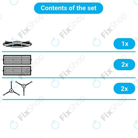 Replacement set for Xiaomi Robot Vacuum X10 (1x Main brush, 2x Filters, 2x Side brushes)
