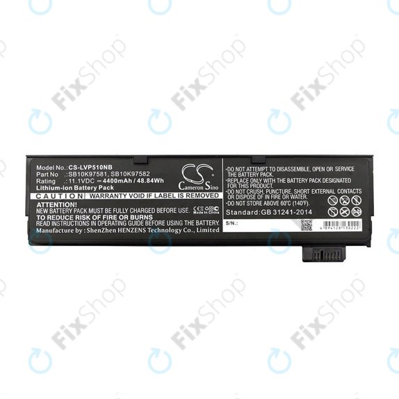 Battery for Lenovo ThinkPad P51, T470, T570, 4400mAh, Li-Ion, 11.1V, SB10K97581, HQ