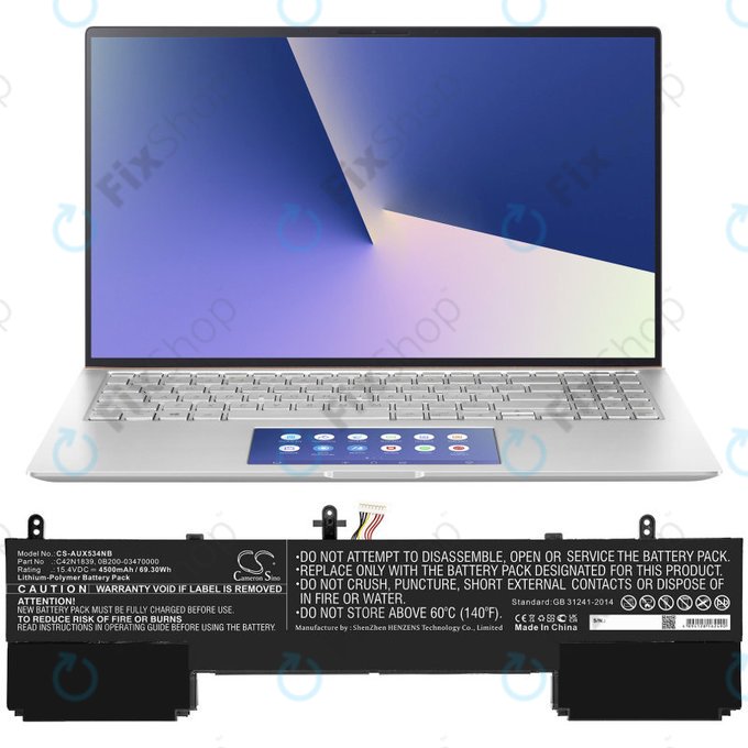 Battery for Asus ZenBook 15 UX534FTC, Flip 15 UX563, 4500mAh, Li-Pol, 15.4V, C42N1839, HQ