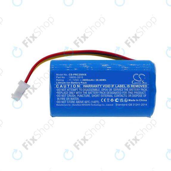 Battery for CleanMate S460, Pure Clean PUCRC25, 2600mAh, Li-Ion, 11.1V, 18650-3S15, HQ