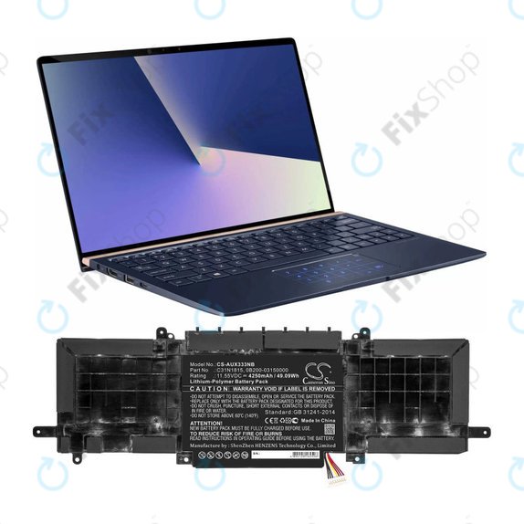 Battery for Asus Zenbook UX333FN, Zenbook UX333FA, 4250mAh, Li-Pol, 11.55V, C31N1815, HQ