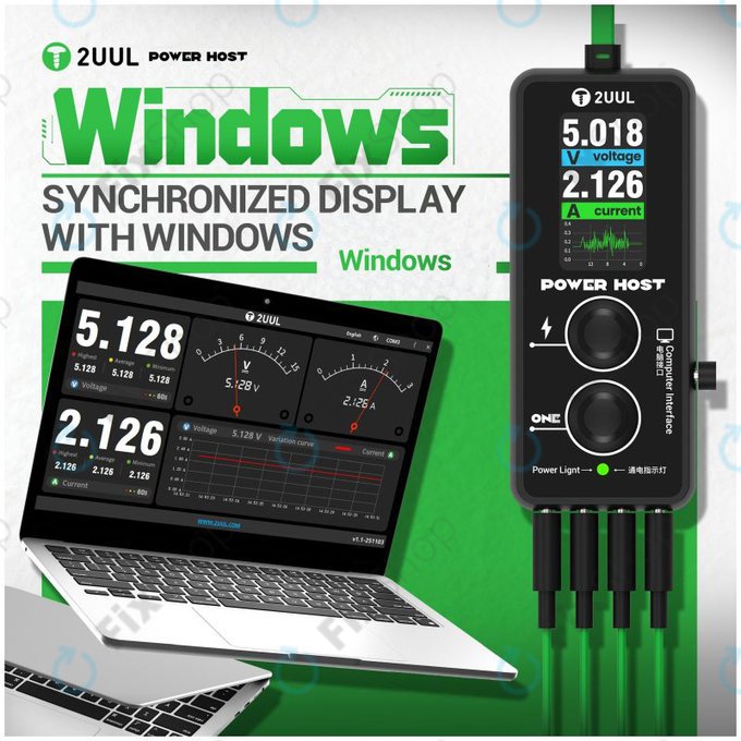 Digital USB-C voltage and current tester (Power Host), 2UUL PW15