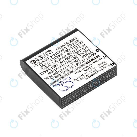 Battery for Casio Exilim Ex-FC100, 1100mAh, Li-Ion, 3.7V, NP-40, HQ