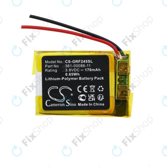 Battery for Garmin Forerunner 245, Forerunner 245 Music, 170mAh, Li-Pol, 3.8V, 361-00086-11, HQ