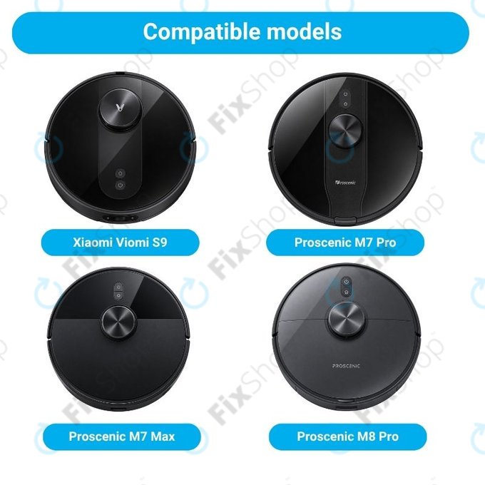 Replacement set for Xiaomi Viomi S9, Proscenic M7 Pro, M7 Max, M8 Pro (2x Main brush, 4x Filter, 4x Side brush, 4x Mop cloth, 4x Dust bag)