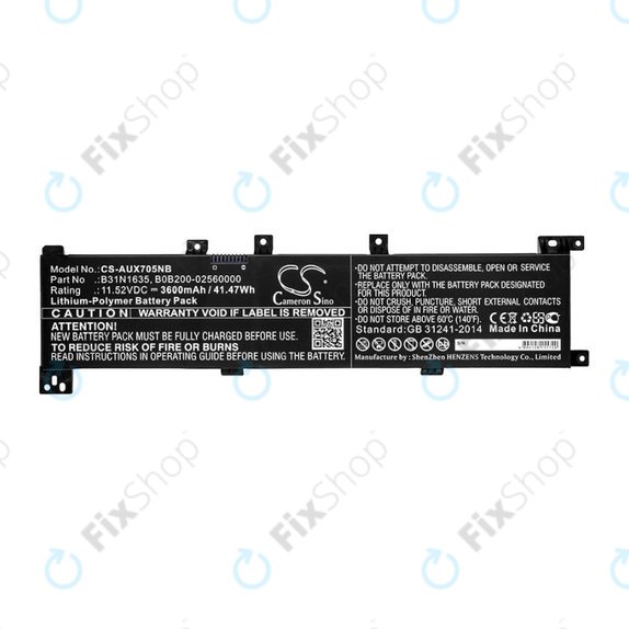 Battery for Asus A705QA, Asus F705MA-Bx030t, 3600mAh, Li-Pol, 11.52V, B31N1635, HQ
