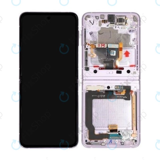 Samsung Galaxy Z Flip 3 F711B - LCD Display + Touch Screen + Frame (Lavender) - GH82-26273D, GH82-27244D Genuine Service Pack