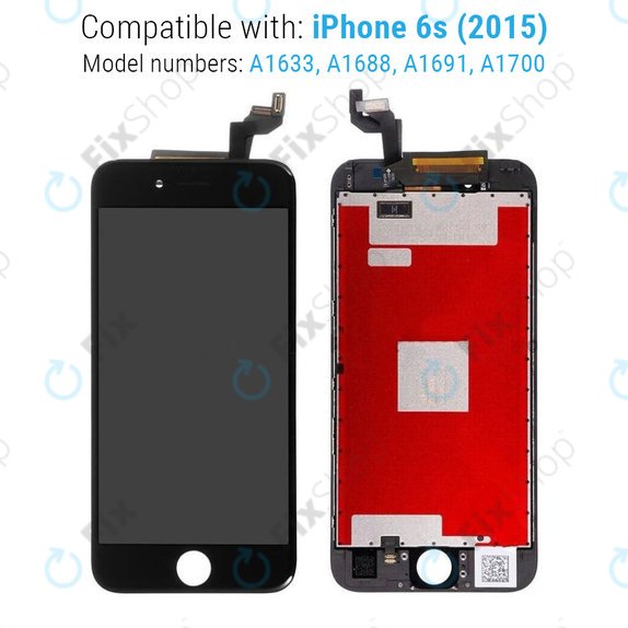 Display for iPhone 6S, Black, Touch Screen with Frame