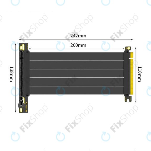 PCIe 4.0 x16 riser cable for graphics card, 20cm, black