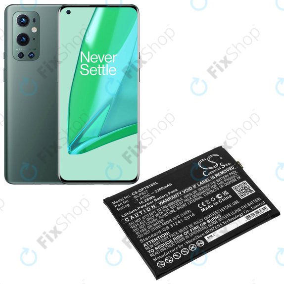 Battery for OnePlus 9 Pro LE2121 LE2125, 2200mAh, Li-Pol, 7.4 V, BLP827, HQ