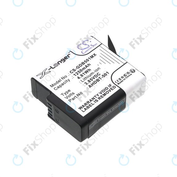 Battery for Gopro Hero 8, Hero 6, 1250mAh, Li-Ion, 3.85V, AHDBT-501, HQ
