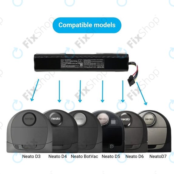 Neato Botvac D3, D4, D5, D6, D7-series - Battery 945-0225, 205-0011, 205-0013 Li-Ion 14.4V 4200mAh HQ
