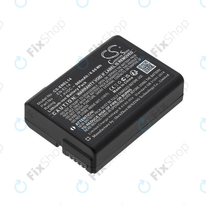 Battery for Nikon D3100 DSLR, 900mAh, Li-Ion, 7.4V, EN-EL14, HQ
