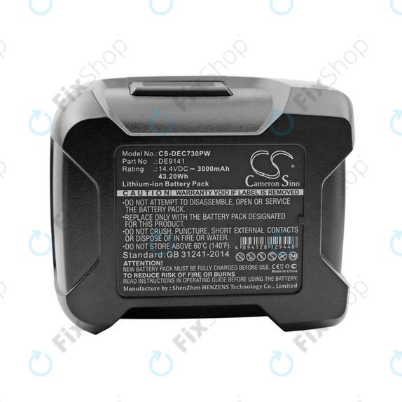 Battery for Dewalt DC528, DC612, DC728, DC830, Wurth BS 14-A, 3000mAh, Li-Ion, 14.4V, DE9141, HQ