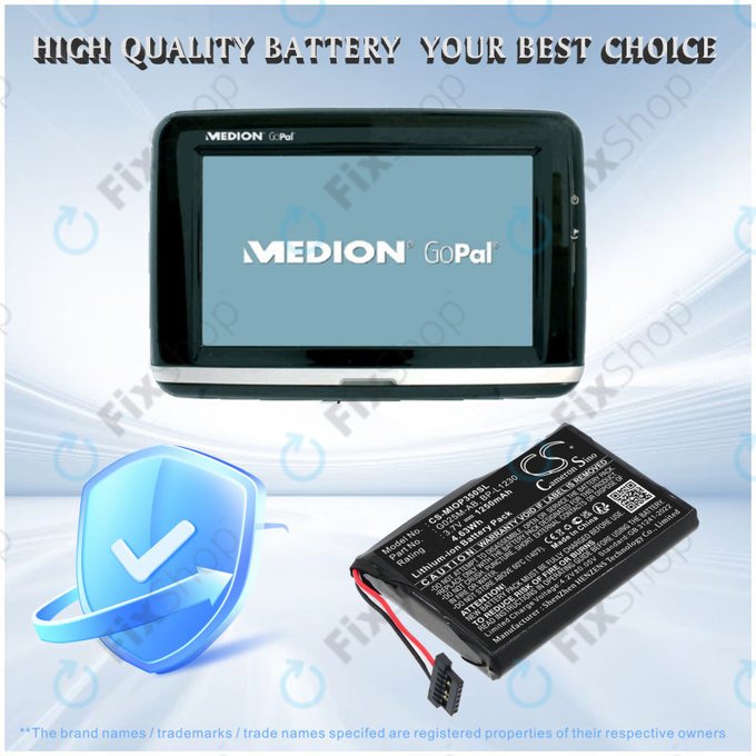 Battery for Mitac Mio P350, P550, 1250mAh, Li-Ion, 3.7V, BL-LP1230, HQ
