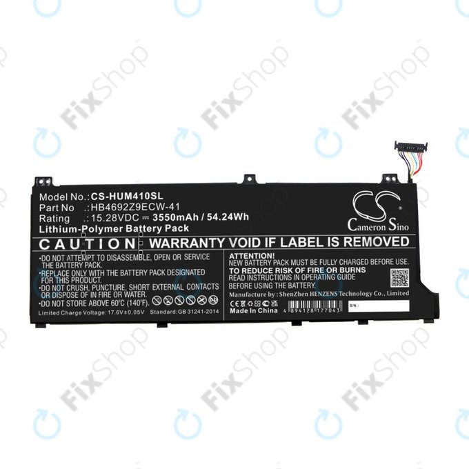 Battery for Honor MagicBook 14, Huawei MateBook D14, MediaPad D14, MagicBook 14, 3550mAh, Li-Pol, 15.28V, HB4692Z9ECW-41, HQ