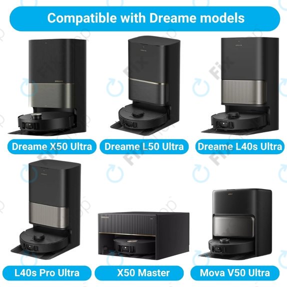 Replacement set for Dreame X50 Ultra, L50 Ultra, L40s Ultra, L40s Pro Ultra, X50 Master, Mova V50 (2 pairs of Main brushes, 4x Filter, 4x Side brush)